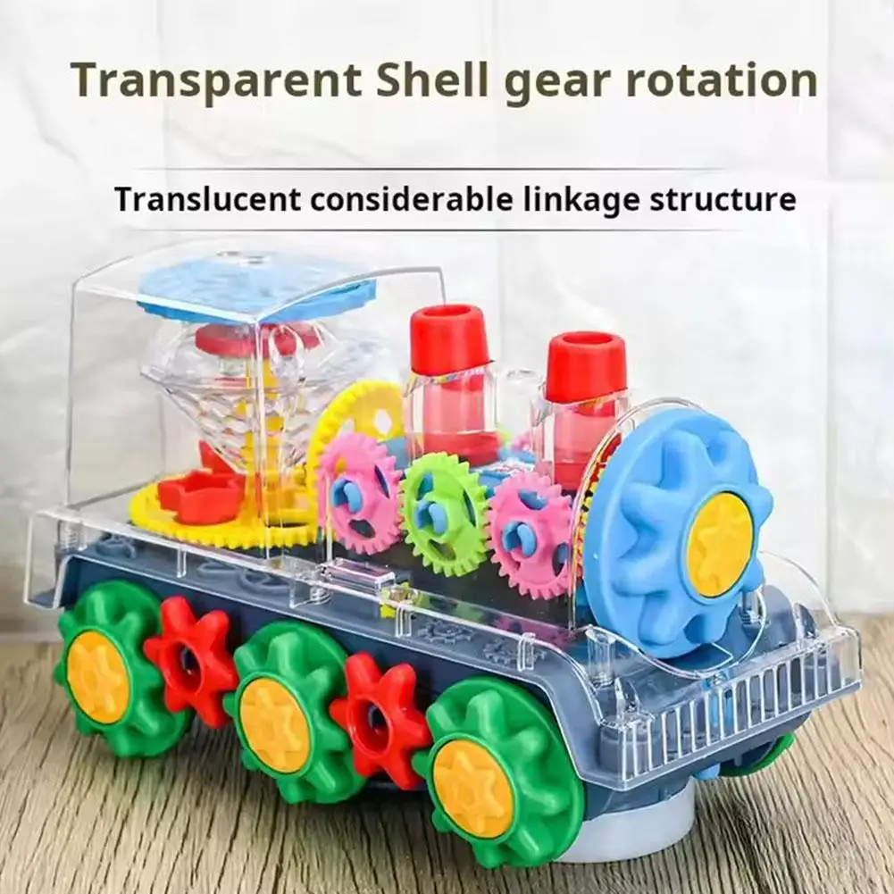 Train musical à lumière transparente avec lumière LED, jouets éducatifs précoces, bosse et Go, jouet lumineux pour enfants, voiture jouet W6W4