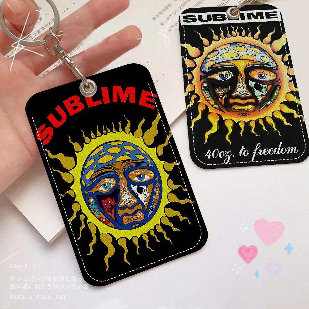 S-Sublime Band 1 قطعة حامل بطاقة جلدية PU المفاتيح حلقة رئيسية قفل الباب الوصول العلامات بطاقة الهوية حافظة بطاقة المفاتيح #1