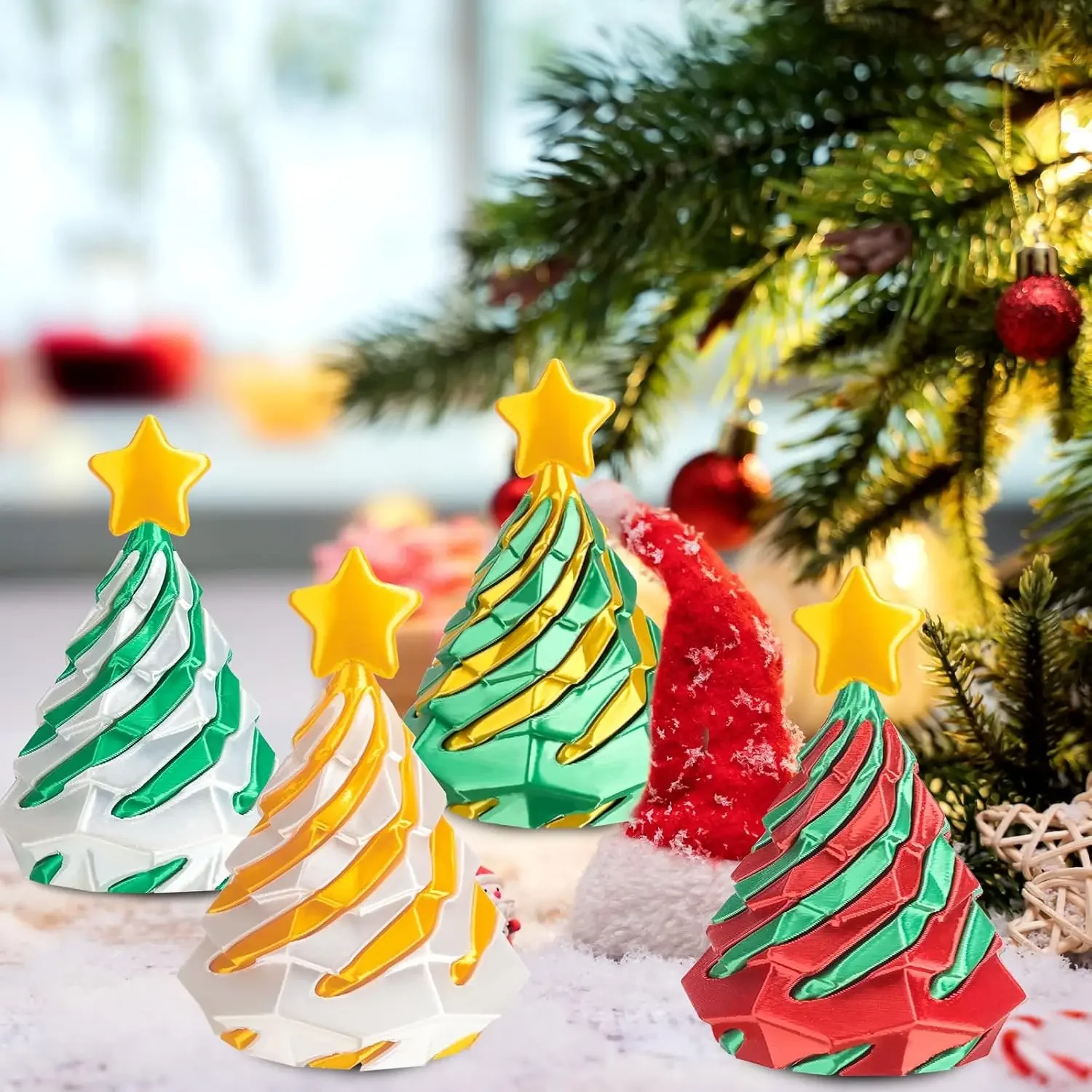 3D-geprint kerstboomspeelgoed Dubbele kleur Fidget Spiraal Zintuiglijk stressverlichting Speelgoed Educatief puzzelspel Creatief kindercadeau