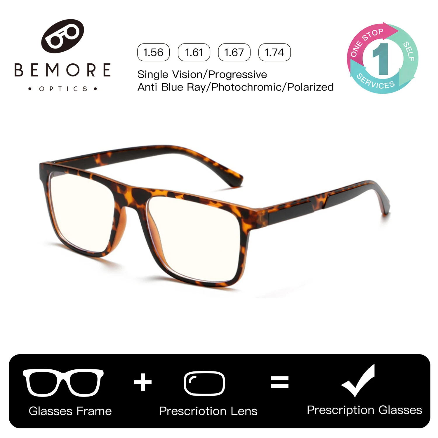 

BEMORE Square Acetate Clip on Prescription Women Reading Glasses Polarized UV400 Magnetic Optical Lenses Graduated Eyeglasses