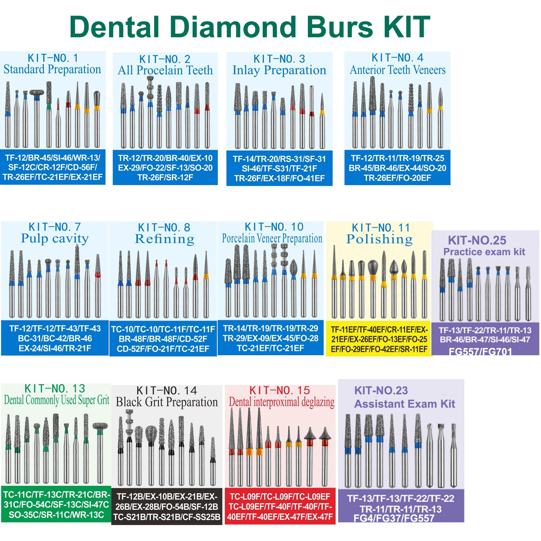 

Dental Diamond Burs Kit Dentistry Strawberries Dental Burs for High Speed Turbines Dental Polishing Tools FG Dia.1.6mm 10pcs/Box