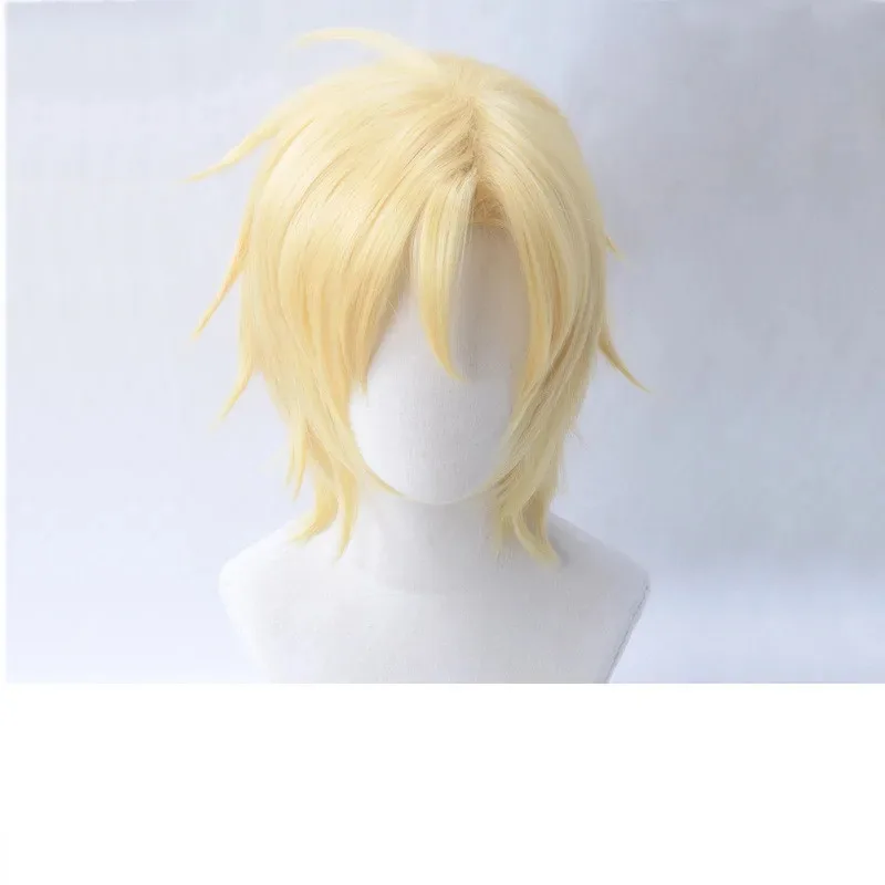 Banana Fish Ash Lynx Parrucche Cosplay Aslan Jade Callenreese Parrucca corta bionda Nuovo Anime Parrucca dorata Ragazzi resistenti al calore con cappuccio per parrucca