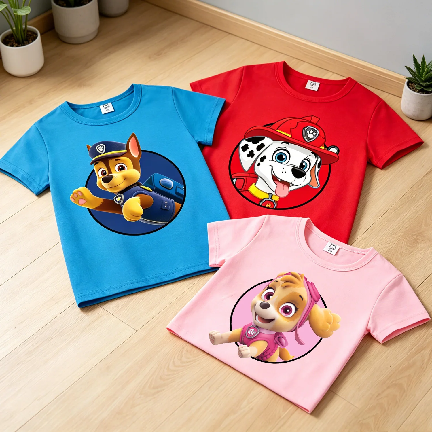 Paw Patrol T-shirt for Children Cartoon Chase Skye Clothes Boys Girls Anime Clothes Kawaii Summer Kids Round Collar Tee Top Gift