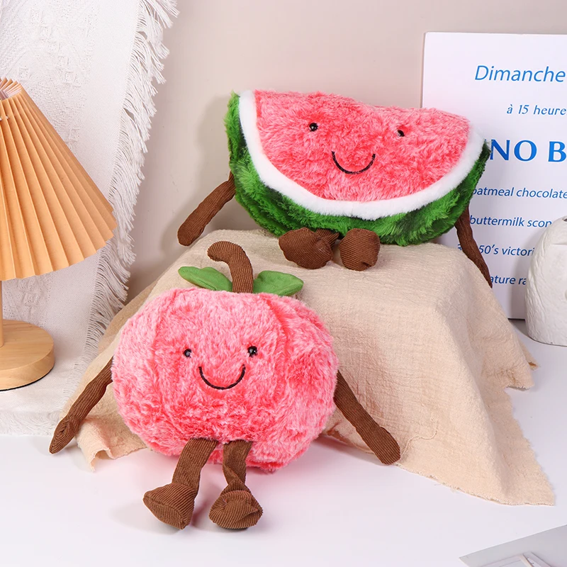 Creative Fruit Plush Toy Cartoon Watermelon Cherry Stuffed Doll Kawaii Soft Plush Pillow Home Decoration Festival Gifts