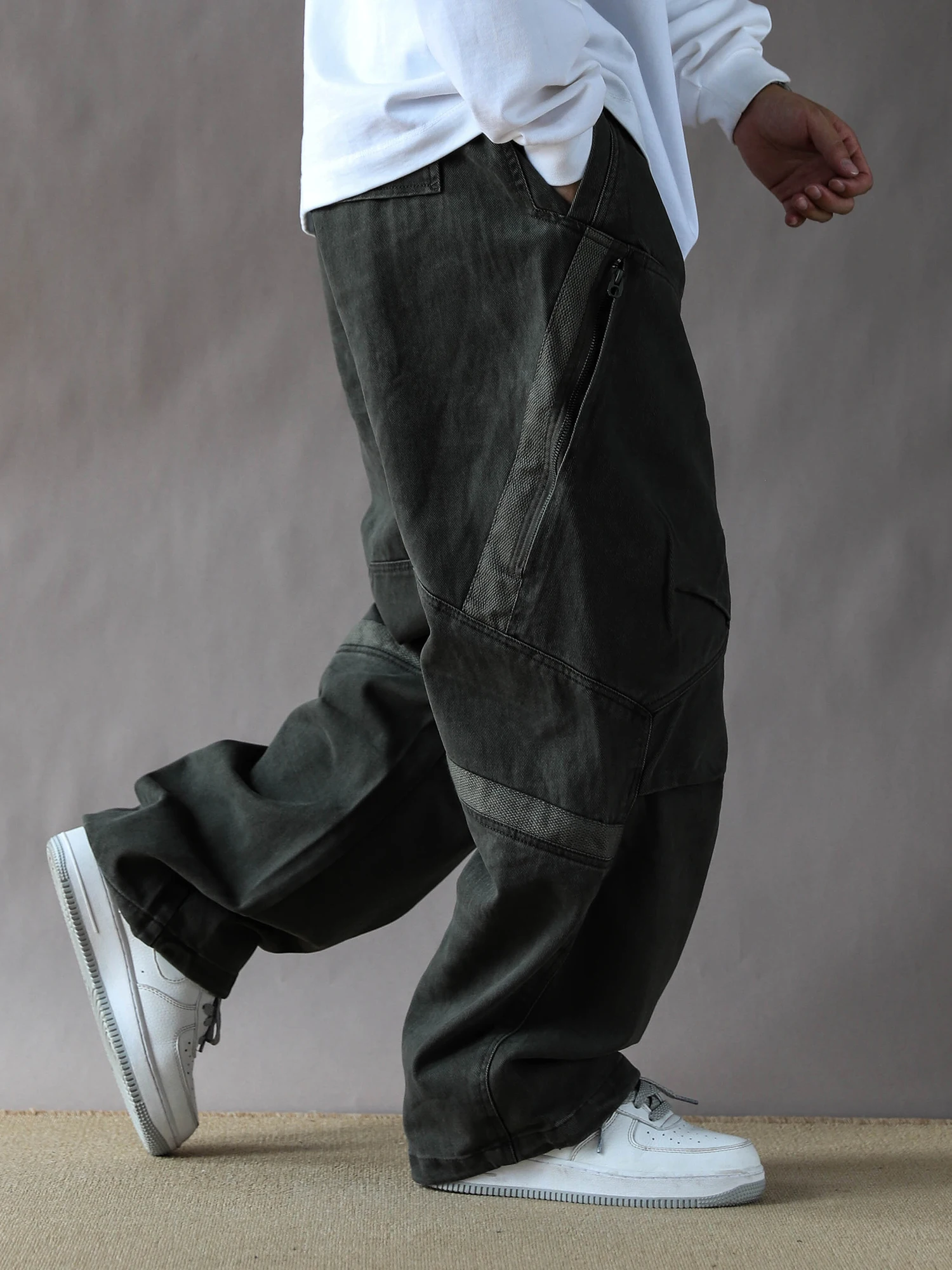 

American Retro Work Pants Men's Loose Casual Military een Straight Leg Wide Leg Pants New 2025 Long Trousers