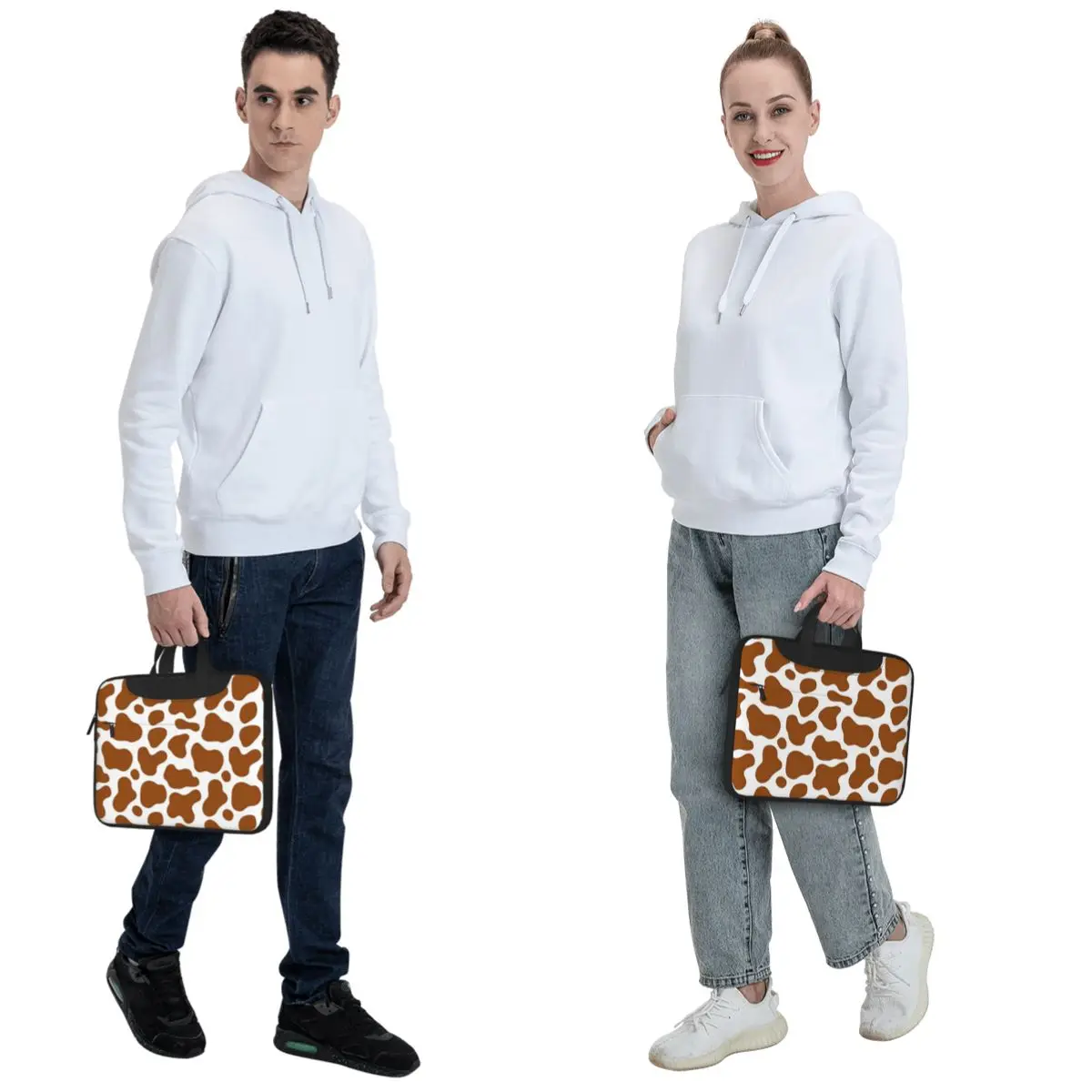 Cow Brown Spots Cute Cow Skin Pattern Crossbody Laptop Bag Case Computer Bag 13 14 15.6 Inch Notebook Pouch for Macbook Pro
