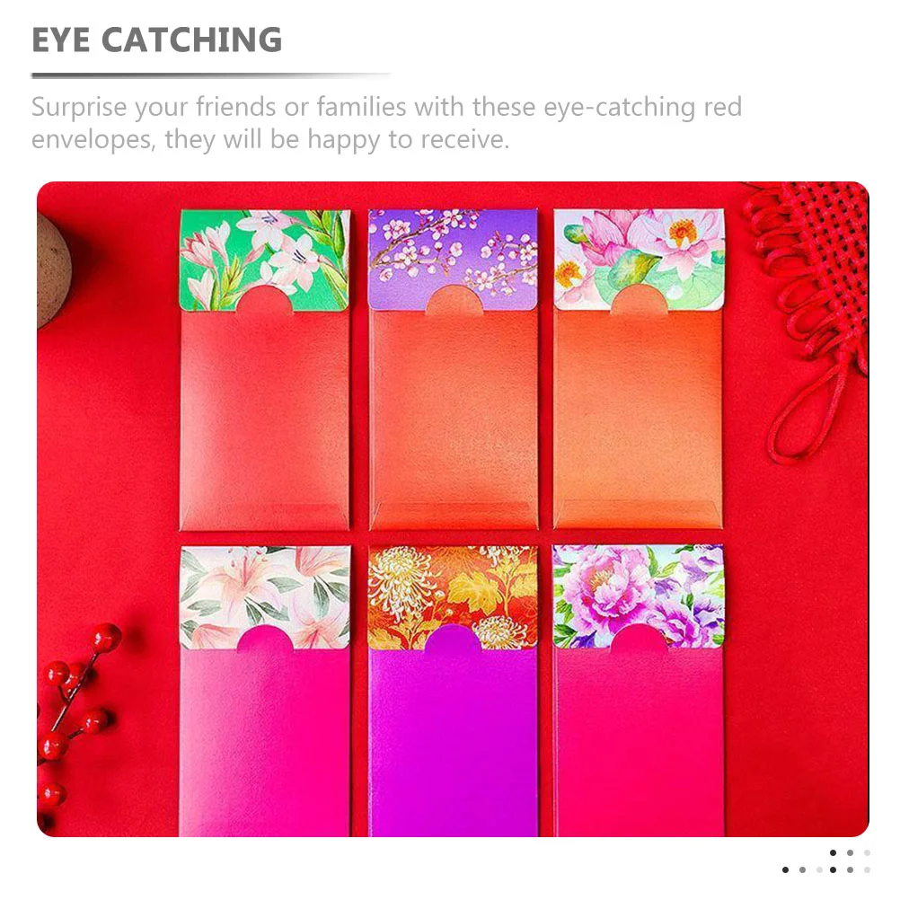 6 Pcs 2024 New Year Red Envelope Money Pocket Paper Envelopes Creative Chinese Style Packet For
