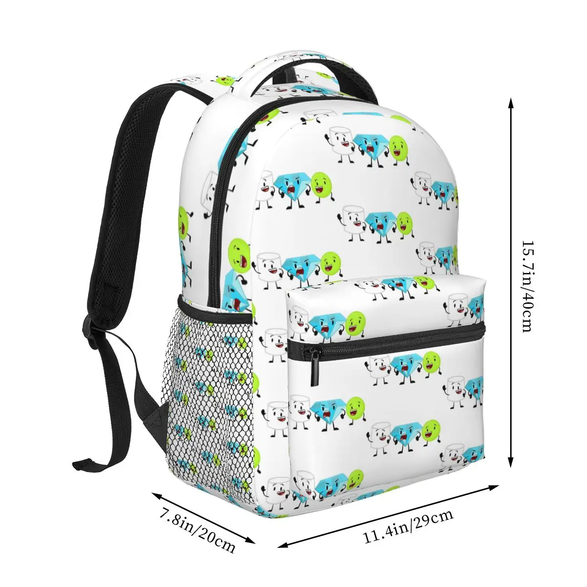 BFDI Inanimate Insanity All Characters Student Backpack School Bag Hiking Daypack for Men Women Fashion Bookbag Shoulder Bags