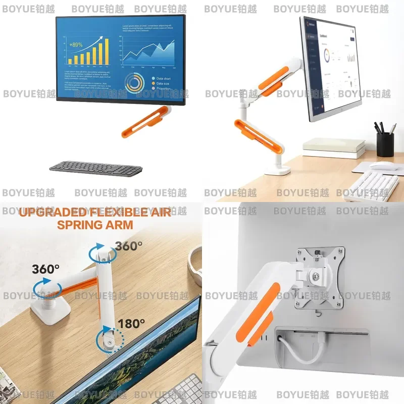 Adjustable Monitor Arm 17 to 40 Inch Desk Mount with Clamp Grommet Base Ergonomic Stand for Home Office Gaming Streaming