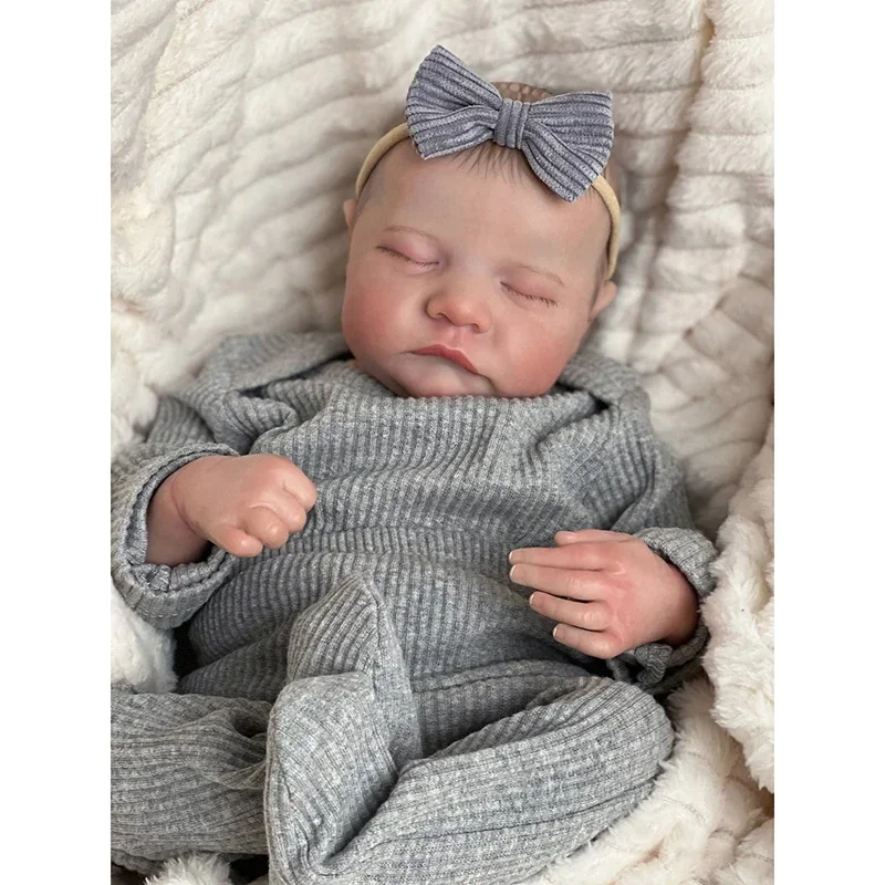 

49 см уже окрашенная готовая кукла Reborn Sleeping Levi Baby Doll, реалистичная, мягкая на ощупь, 3D-кожа, ручная работа, видимые волосы