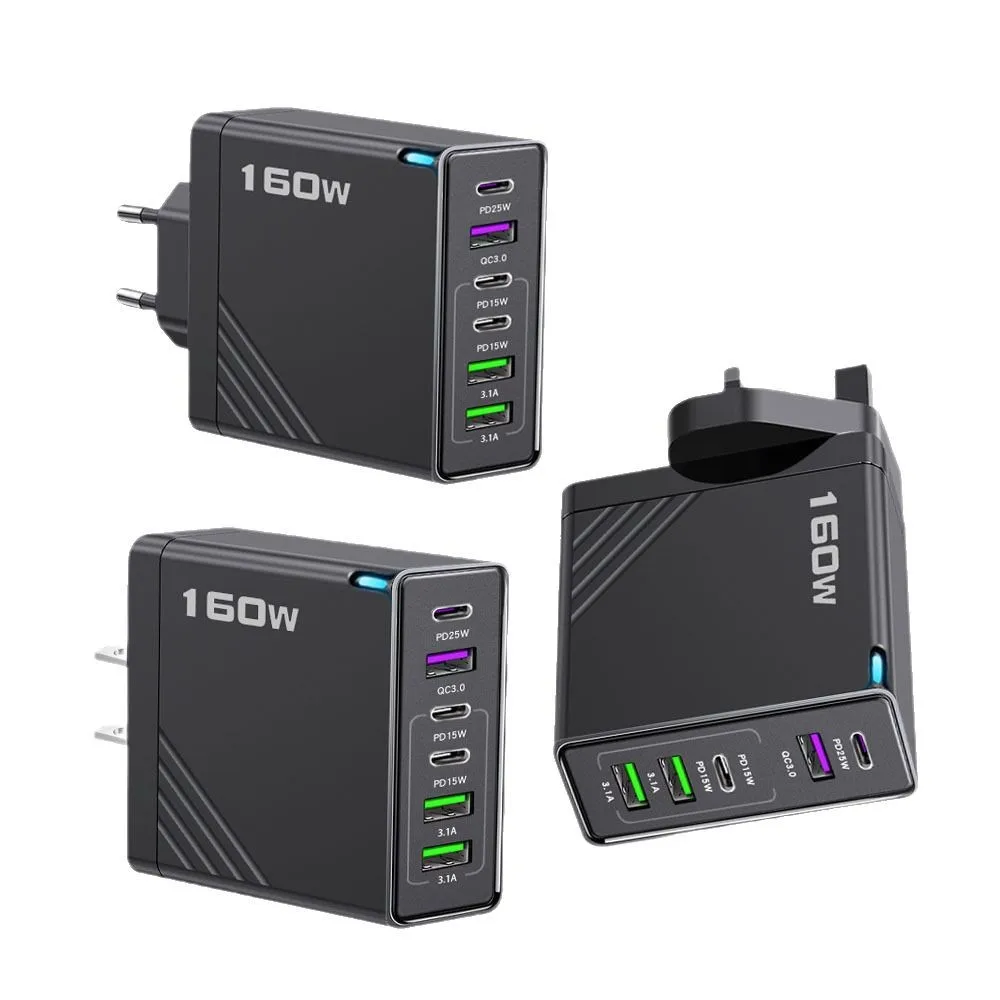 3PD 3USB شاحن متعدد المنافذ 5V3 1A 6 في 1 UK US EU Plug 160W محول شحن سريع للهواتف والأجهزة اللوحية #5