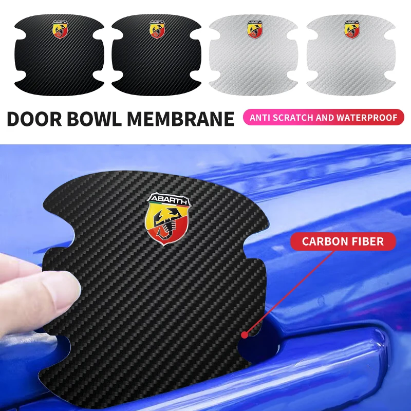 

Car Styling Carbon fiber Car Door Handle Protection Sticker Emblem Accessories For Fiat Abarth 595 Abarth 500 Abarth 124 Spider
