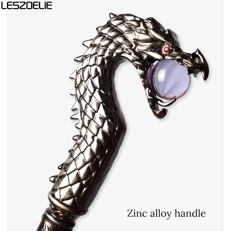 Tongkat Jalan Wanita Bergaya dengan Kepala Naga Perak, Bola Kristal Lavender, Tongkat Dekoratif untuk Pesta