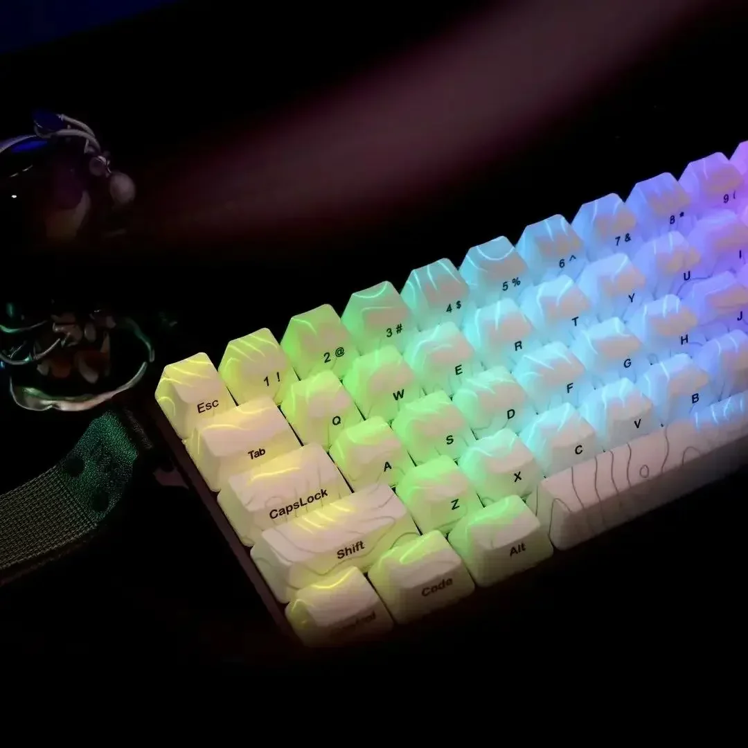 مفتاح طباعة جانبية شفافة PBT ، خط الارتفاع ، إضاءة خلفية بيضاء ، ملف تعريف RGB للكرز ، صبغة فرعية للكرز MX Gamer ، لوحة مفاتيح ميكانيكية