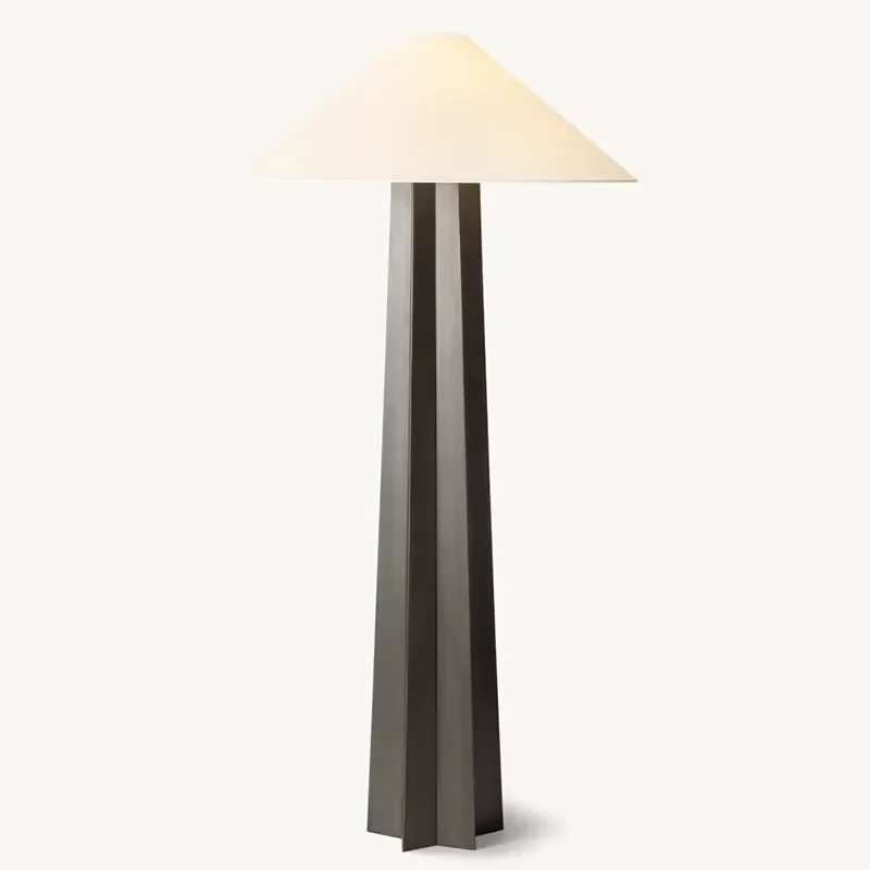 Solid brass gypsum conical lampshade groove floor lamp modern minimalist style