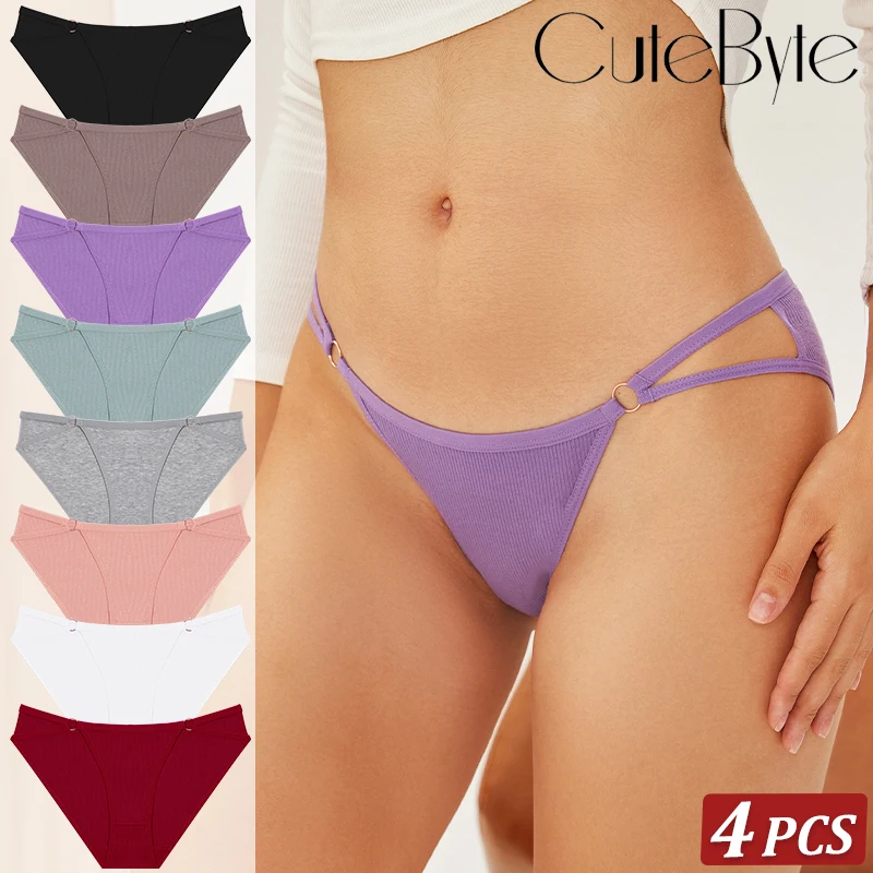 4 TEILE/SATZ Frauen Baumwolle Höschen Sexy Low Taille Slips Weibliche Atmungsaktive Unterwäsche Taste Design Muster Weiche Bequeme Dessous