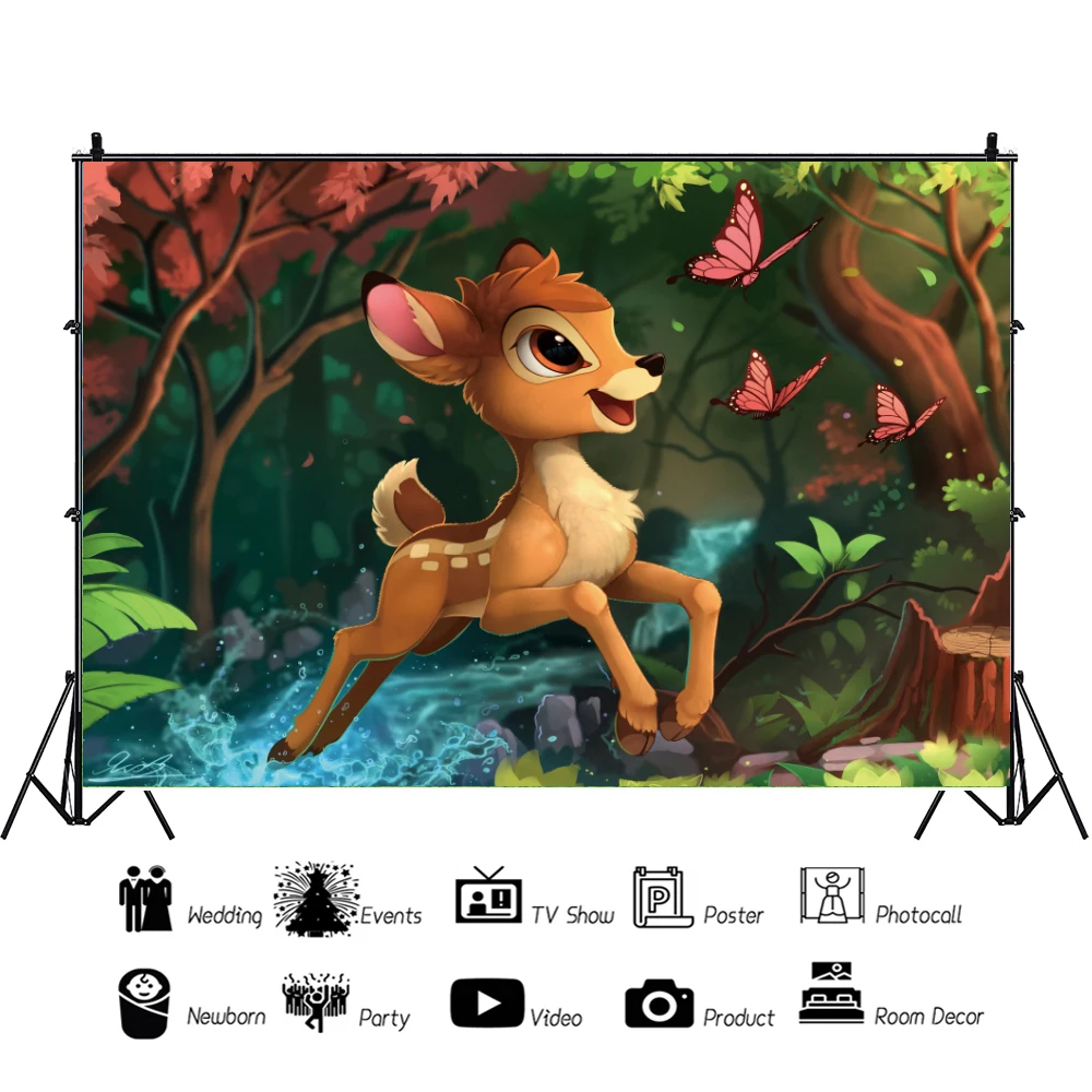 Bambi Photo Backdrop Background For Photography Baby Shower Birthday Decor Party Props Supplies Photoshoot Photographic Studio