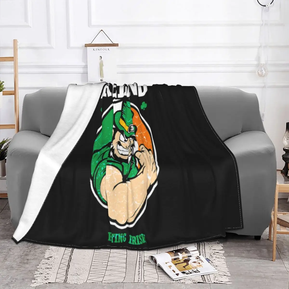 Irish Ireland Fighting Flag Saint Patrick's Day Funny Gift Straight Promotion Halloween Throw Blanket