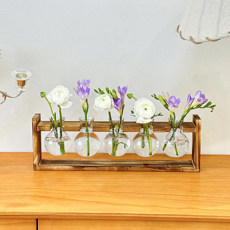 Neue Bajonett Glühbirne Vase Serie Holzrahmen Hydrokultur Pflanze Vase Container Becken Büro Desktop Dekoration Hause Dekoration