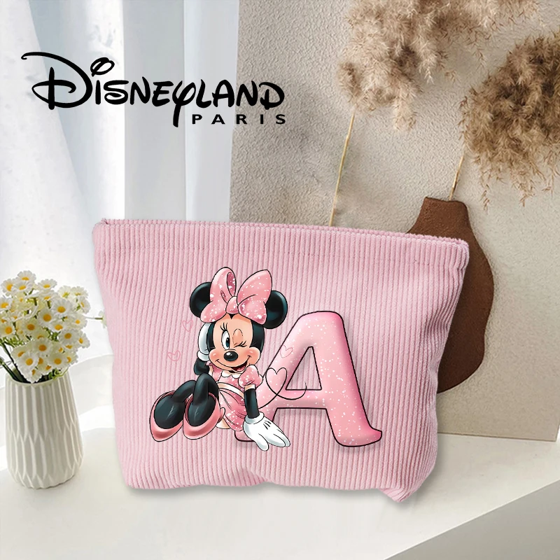 ميكي ميني ماوس رسالة A-Z سروال قصير حقيبة مستحضرات تجميل Kawaii المرأة سعة كبيرة سستة مستحضرات التجميل تخزين جيب حقيبة يد الموضة #1