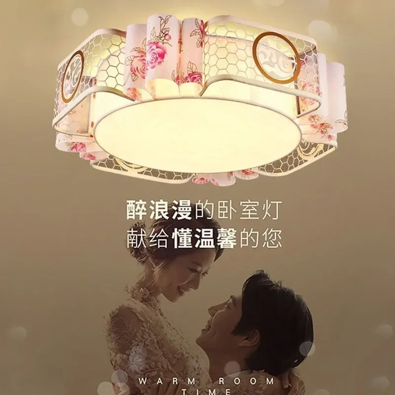 for Popular Warm Romantic LED Round Ceiling Light for Bedroom Wedding Room Girl Personalized Creative Room Lighting Decor