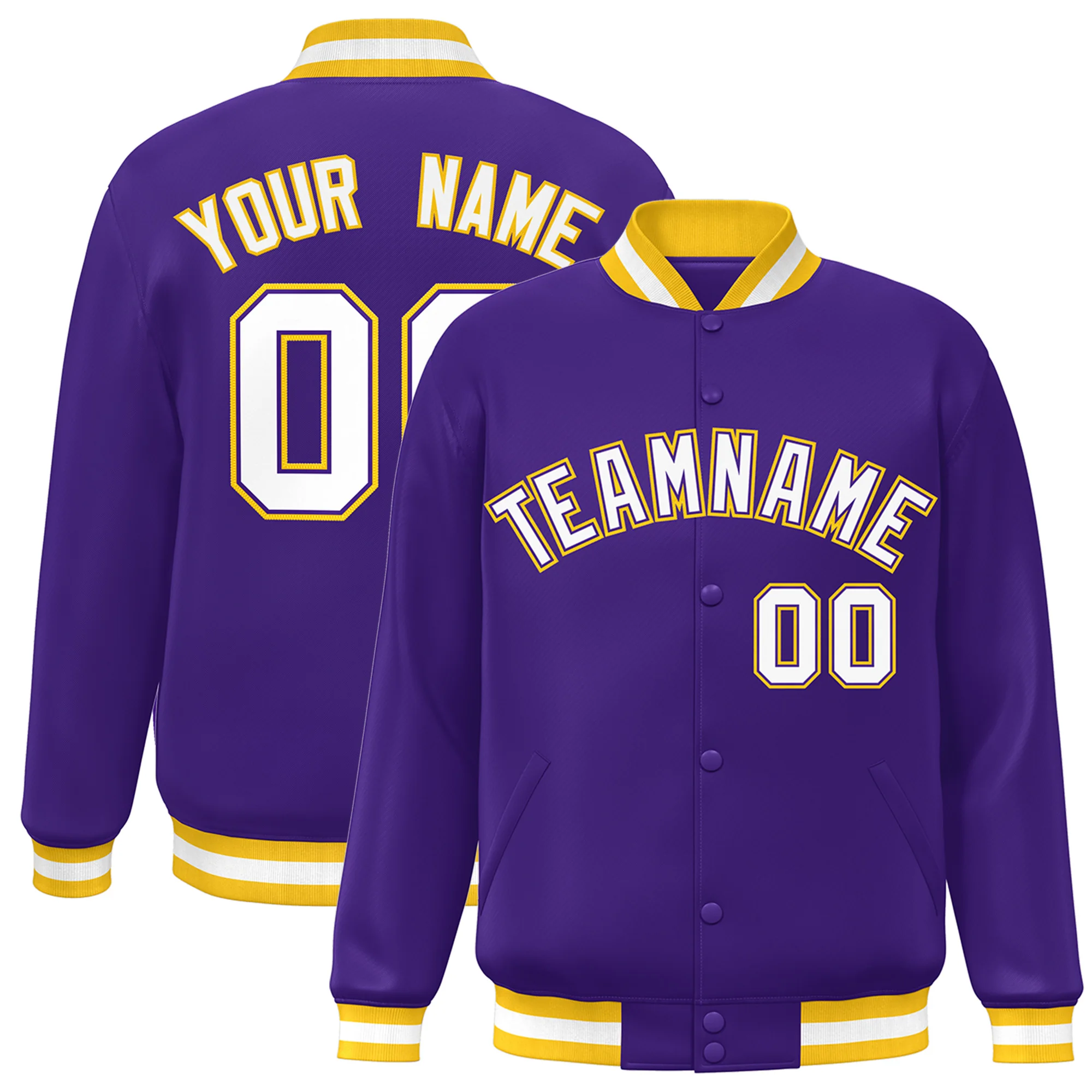 

Custom Baseball Jacket Full-Snap Stitched Text Number Logo Varsity Letterman Baseball Jacket