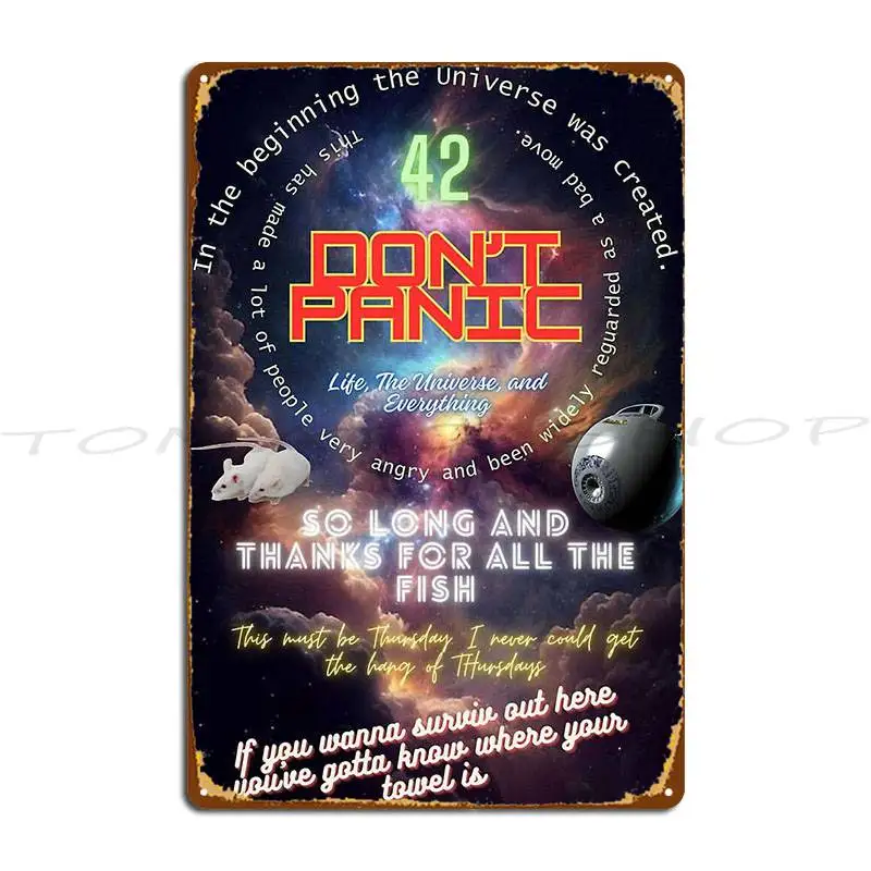 Hitchhikers Guide To The Galaxy 1 The Answer Is  Metal Plaque Kitchen Decoration Retro Kitchen Printed  Tin Sign Poster