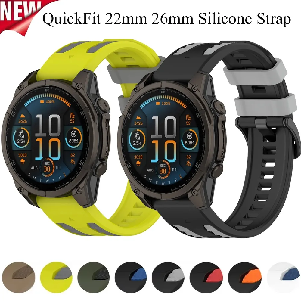 QuickFit 22mm 26mm Sport-Silikonarmband für Garmin Fenix 8/Quatix 8 51mm 47mm 7X E Enduro 3/2 Armband Garmin Forerunner 970 965