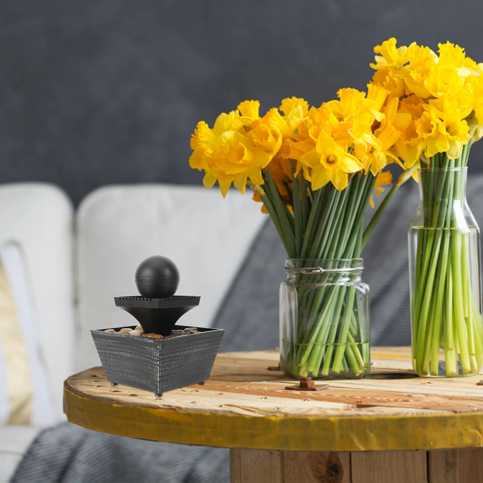 

Mini Water For Desk Desktop Indoor Tabletop Fountain Decor, Small Waterfall Relaxation Fountain For Office Home Bedroom, No