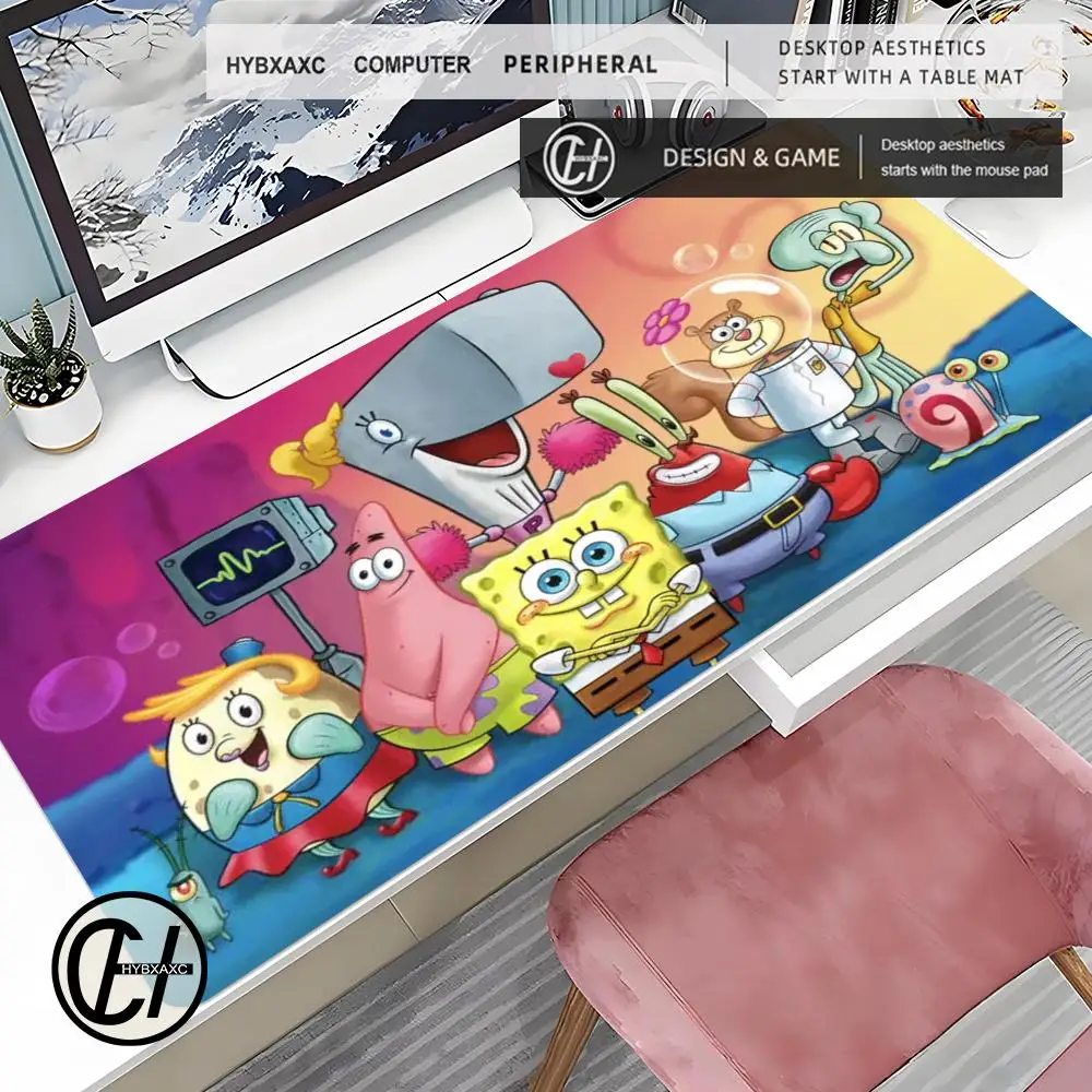 

Большой коврик для мыши SpongeBob SquarePants, игровой коврик для мыши, подходит для ПК, геймеров, украшение для рабочего стола, офисный коврик для мыши, настольный коврик