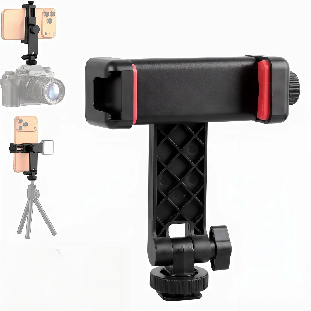 

Adjustable Tripod Phone Holder, 1/4 Inch Screw Adapter, 360-Degree Rotating Smartphone Stand