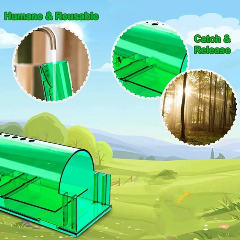 Transparent Mouse Trap Mice Live Catcher Reusable Small Animals Cage Durable Easy Install Easy To Use