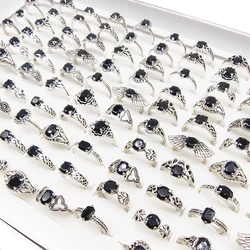 20pcs/50pcs/Lot Wholesale Bohemia Vintage Silver Color Finger Rings for Women Black Acrylic Wing Joint Ring Party Jewelry Girl