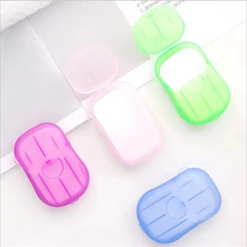 

1/2/3/4Box Travel Portable Bath Soap Flakes Health Care Clean Wash Hand Soap Paper Leaves With Mini Case Bathroom Supplies