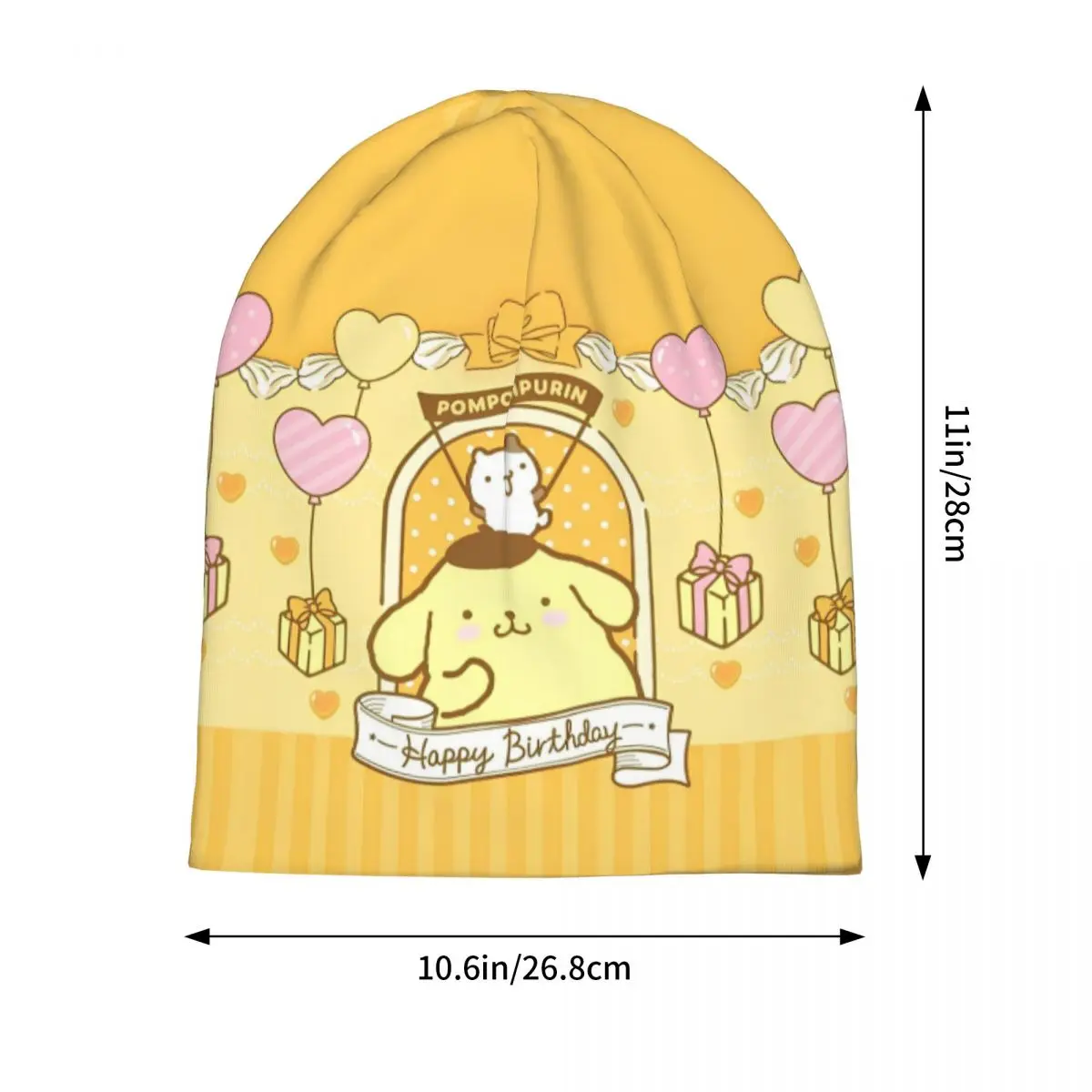 Happy Birthdany Pom Pom Purin Skullies Mutsen Hoeden Casual Mannen Vrouwen Straat Cap Warme Thermische Elastische Motorkap Hoed