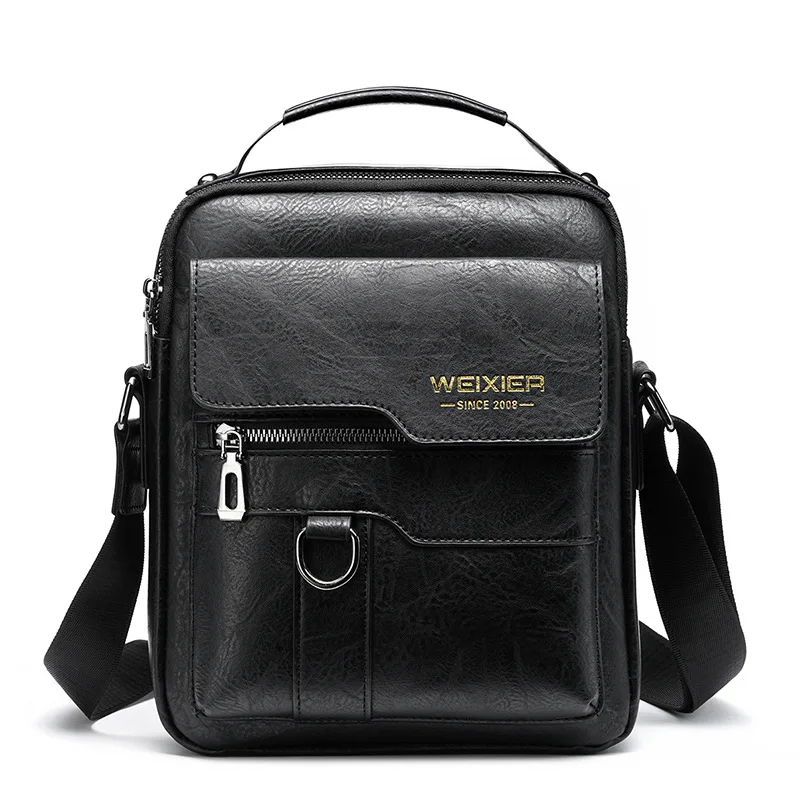

Men Vintage PU Leather Crossbody Bag Business Handbag Portable Shoulder Messenger Bag Multi Pocket Daily Travel Outdoor Sling