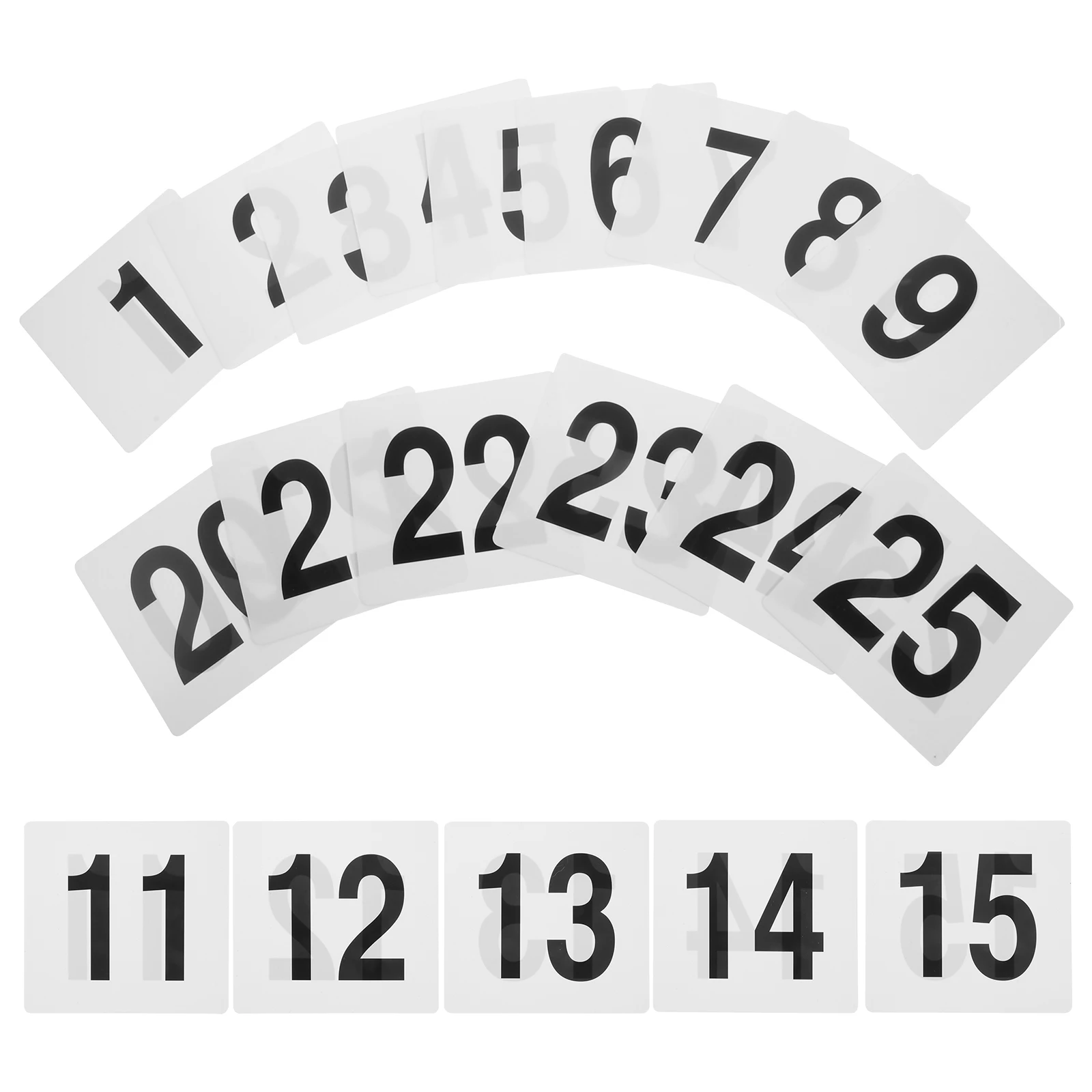 

25 Pcs Numbered Signs White Black Seat Cards 95X100mm Wedding Banquet Reusable PVC Table Numbers 1-25