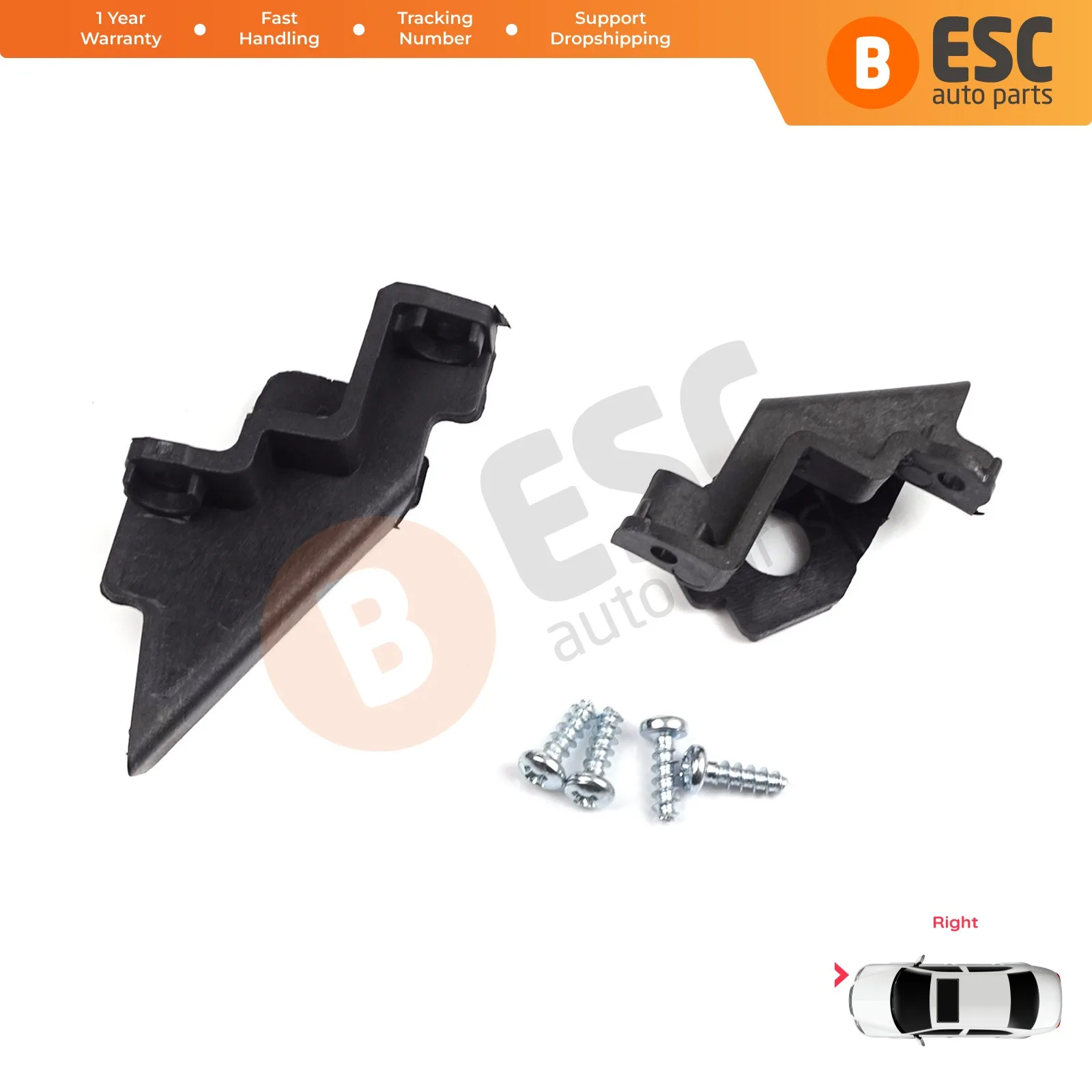 EHL33 Car Headlight Housing Repair Mount Holder Bracket Tab Clips Kit Right Side for VW Polo MK5 6R 6C 61 2009-2016 6R0998226