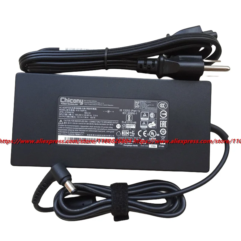 Genuine 19V 7.89A 150W A15-150P1A Chicony Charger AC Adapter for CLEVO W650KK1 P651RA NB50TK1 P950EP6 Gaming Laptop Power Supply