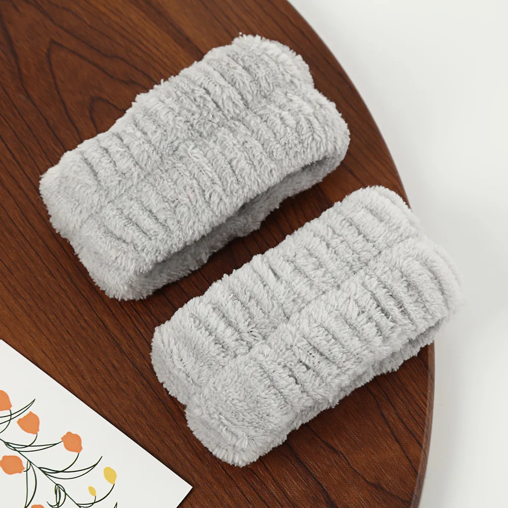 Face Washing Wristbands Flannel Absorbent Elastic Water Resistant Solid Color Hair Tie Wristband for Cleansing Keep Sleeves Dry