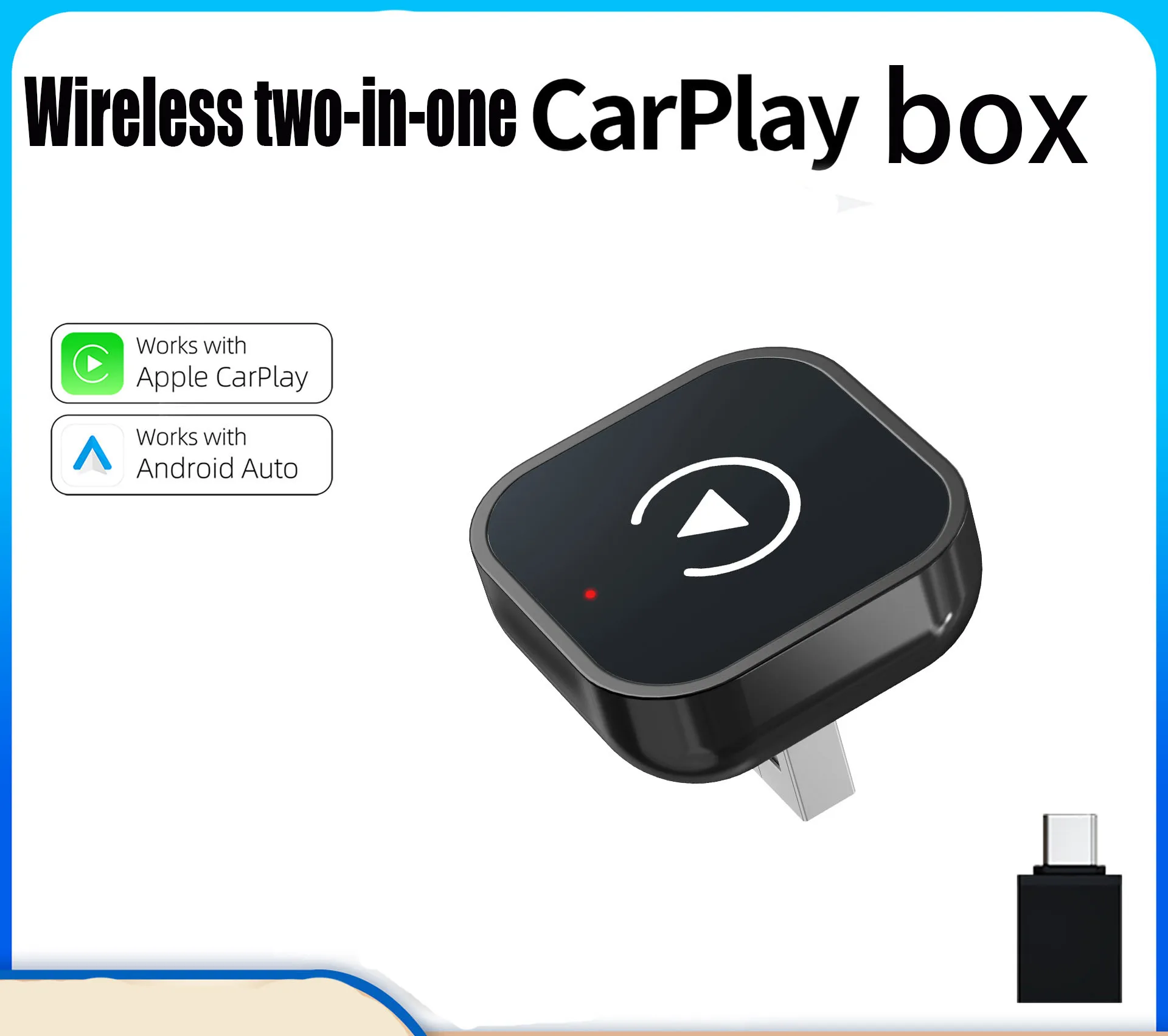 Беспроводной автоматический адаптер CarPlay 2 в 1 и Android, Plug and Play CarPlay Auto преобразовает проводной в беспроводной, быстрый и автоматический конвертер