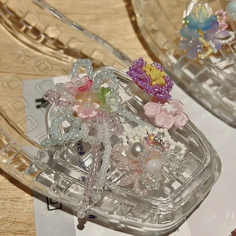Decoración única con cuentas para zapatos de gelatina de dopamina, zapatillas de flores DIY, hebillas coloridas, regalo de moda para niña