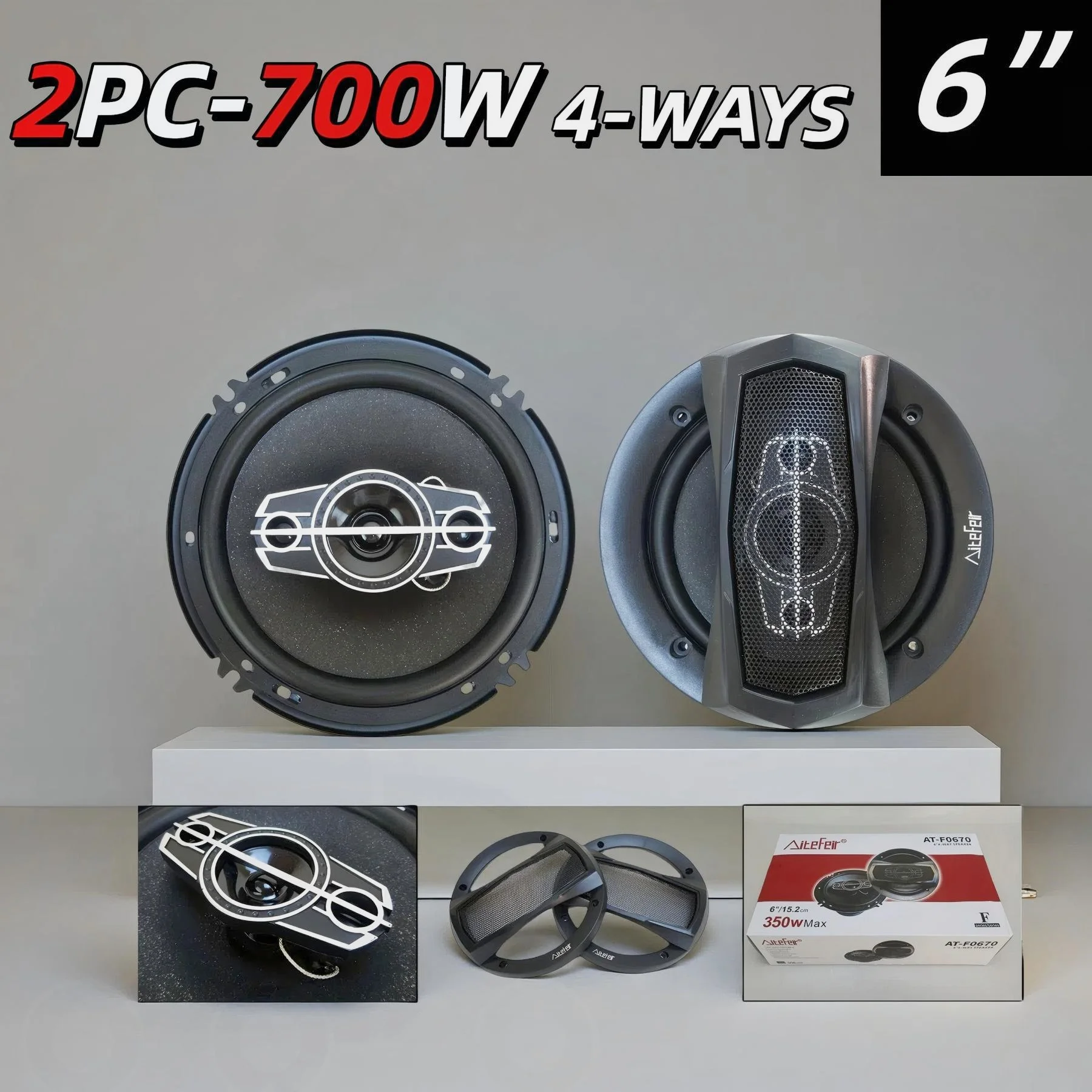 2pcs 6 Inch  700wW(2*350W) 4Way Car Coaxial Auto Music Stereo Full Range Frequency Hifi Speakers Auto Audio Audio System Upgrade