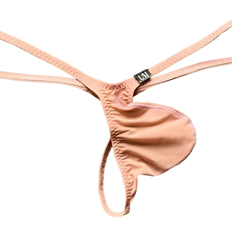 Men's Ice Silk Low-Waist Thong Underwear with Thin Straps Sexy Large Bag Briefs New Arrival  Men's Underwear