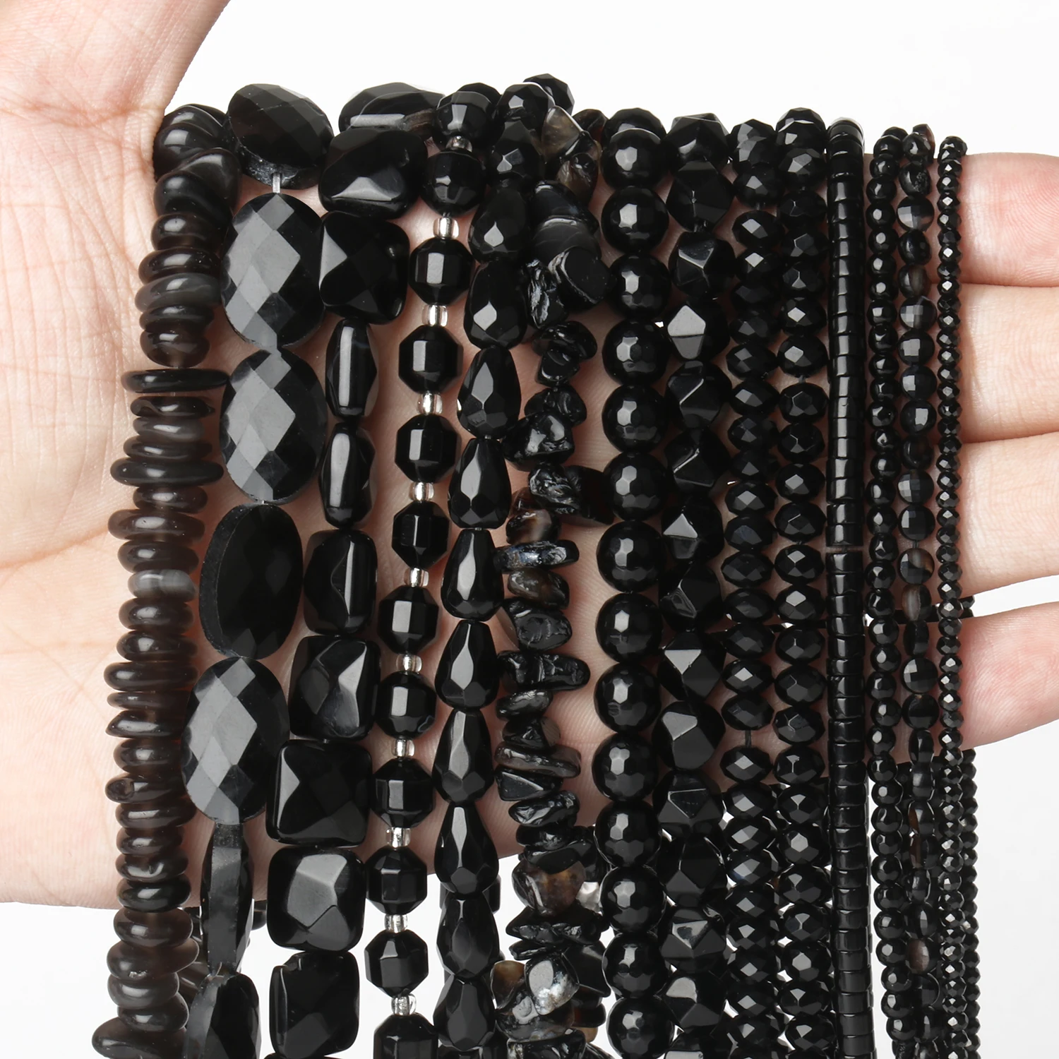 Natural Black Agate Irregular Round Smooth Round Stone Loose Beads For Jewelry Making DIY Bracelets Necklace Strand Woman