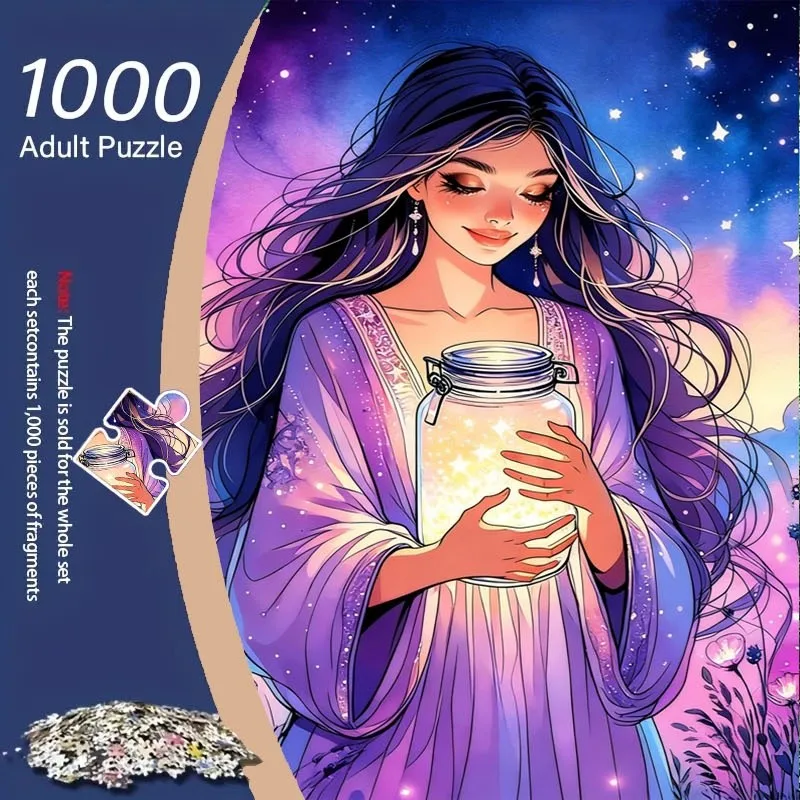 

1000 шт. головоломка «Звездная женщина» с изображением небесной женщины и звезд — портативная картонная головоломка, подходящая для взрослых, пар, семьи