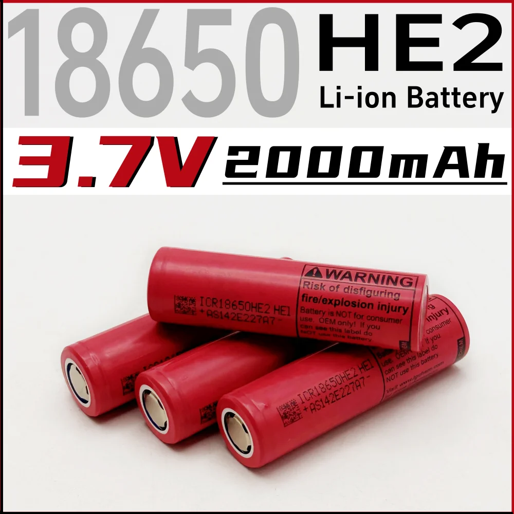 

100% Original 18650 HE2 3.7V Battery 2000mAh Rechargeable Lithium-ion Battery Suitable for flashlight fan remote control microph