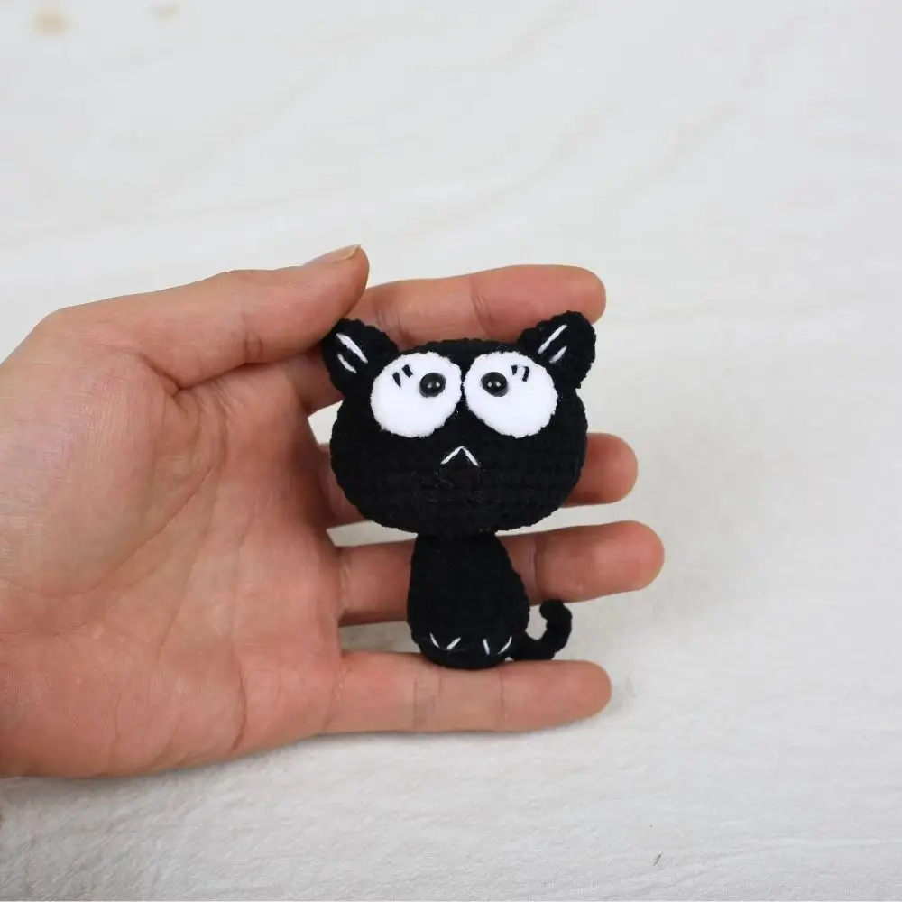 Exquisite Handmaking Cat Crochet Keyrings Animal Doll Cartoon Black Kitten Keyrings Woven Cute Knitted Key Ring Bag Charm - view 4