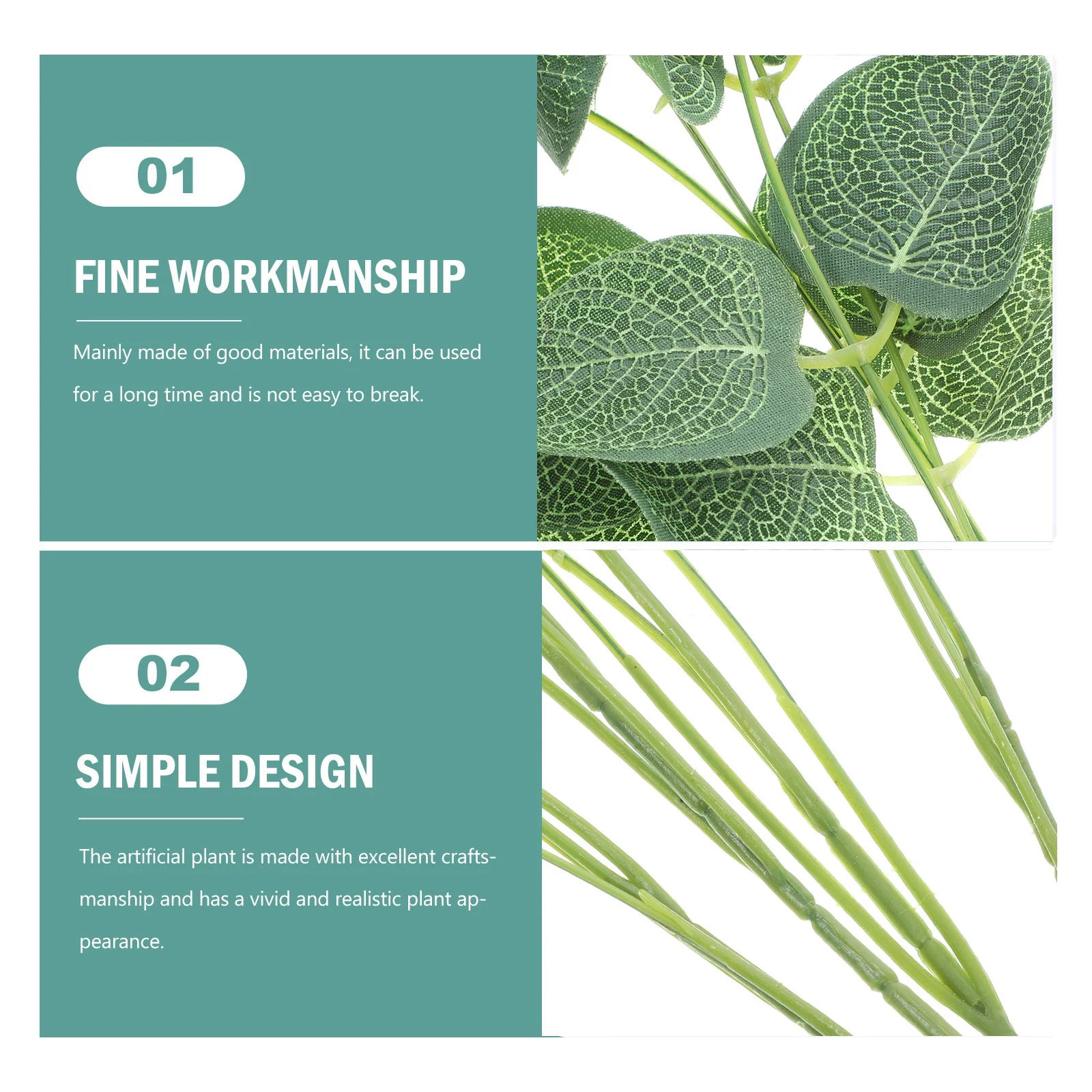 

2Pcs Wear-Resistant Artificial Money Plant Decorative Faux Plant Home Office Desktop Decor Home Accessory Room Accessories