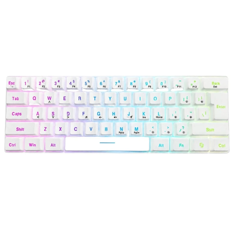 HX5E Portable 60% Mechanical Gaming Keyboard LED Backlit Compact 68 Keys Mini Corded Office Keyboard for Laptop